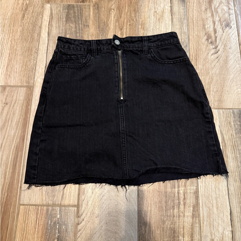 Hollister High Rise Front Zip Denim Jean Skirt